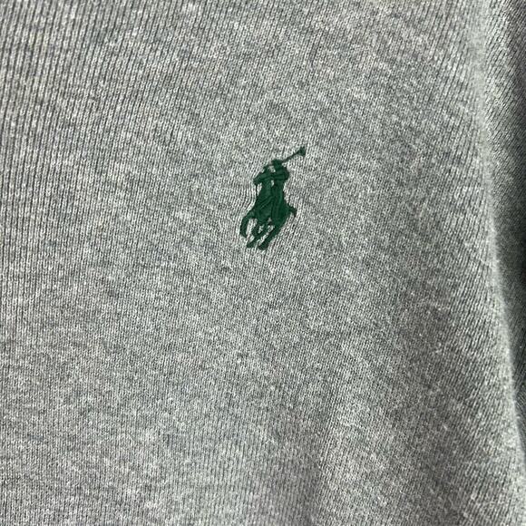 Polo Ralph Lauren Sweater Men's Large Gray V-Neck Pullover Green Pony Logo - Picture 3 of 10